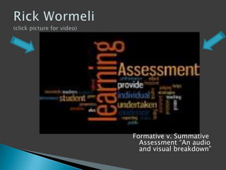 Rick Wormeli(click picture for video)Formative v. Summative Assessment “An audio and visual breakdown”
