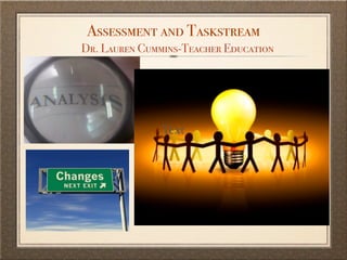 Assessment and Taskstream
Dr. Lauren Cummins-Teacher Education




               Text
 