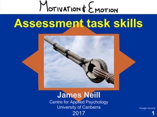 1
Motivation & Emotion
James Neill
Centre for Applied Psychology
University of Canberra
2017
Image source
Assessment task skills
 