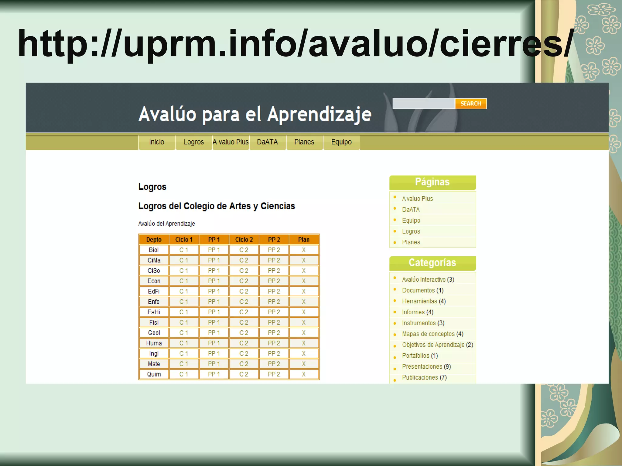 http://uprm.info/avaluo/cierres/  