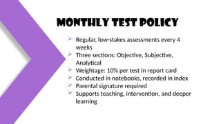 Assessment policy and monthly test execution and marking | PPTX