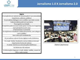 5
Jornalismo 1.0 X Jornalismo 2.0
 