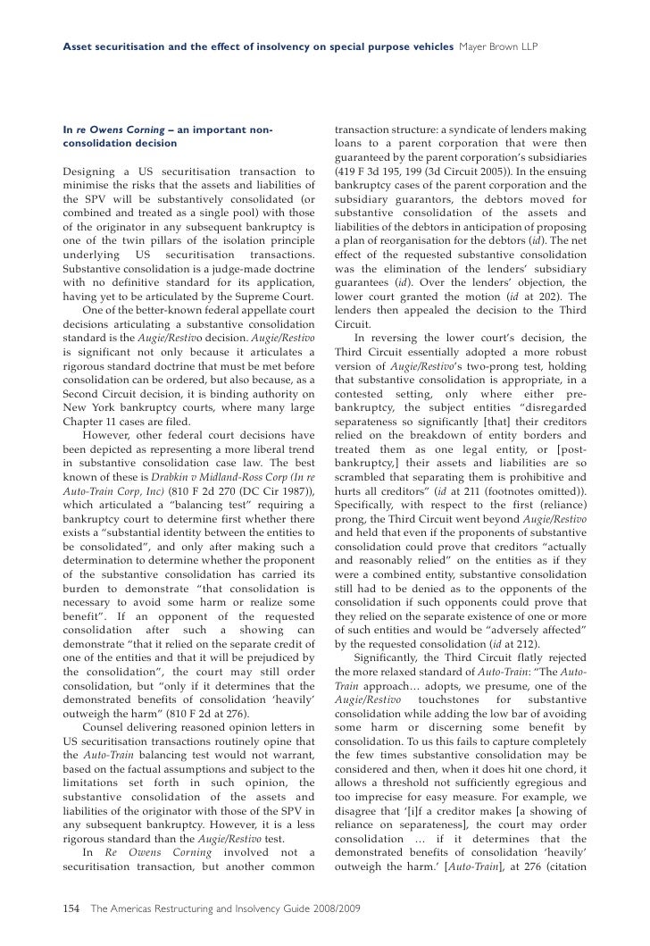 Asset Securitization And Insolvency