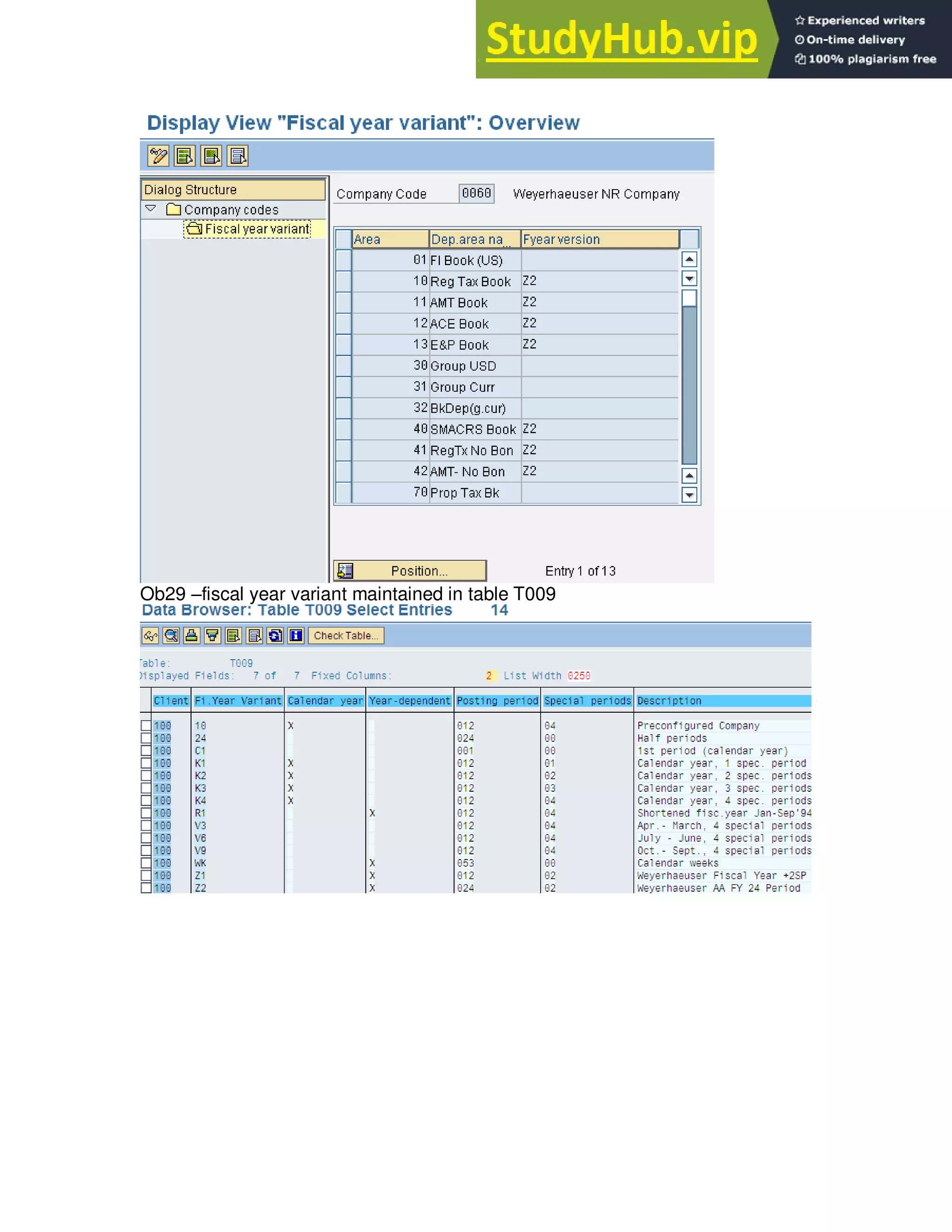 Ob29 –fiscal year variant maintained in table T009
 