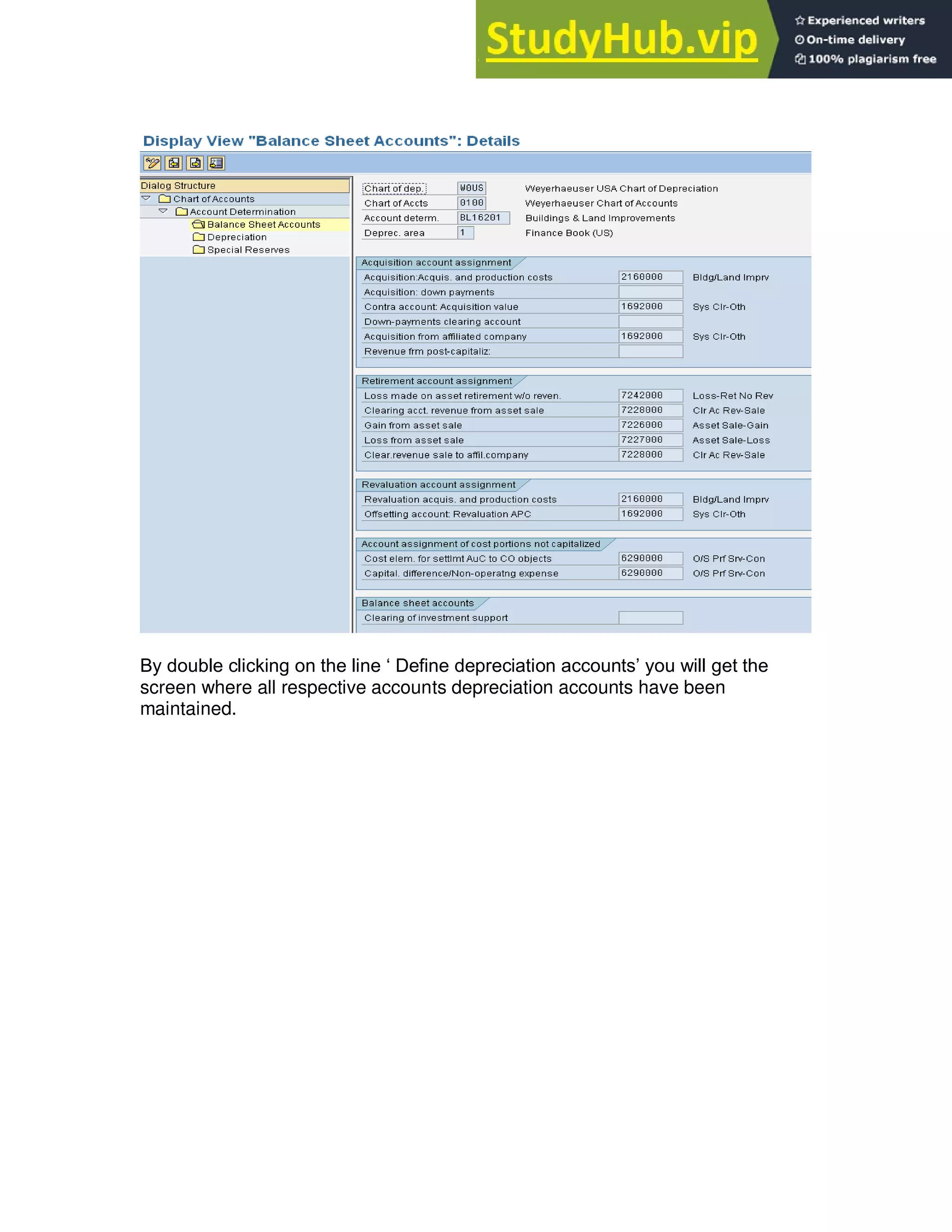 By double clicking on the line ‗ Define depreciation accounts‘ you will get the
screen where all respective accounts depreciation accounts have been
maintained.
 