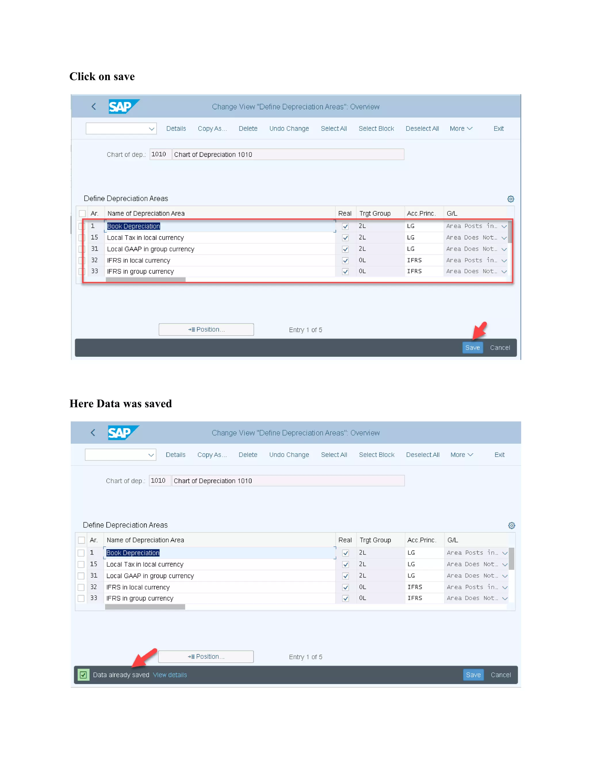 Click on save
Here Data was saved
 