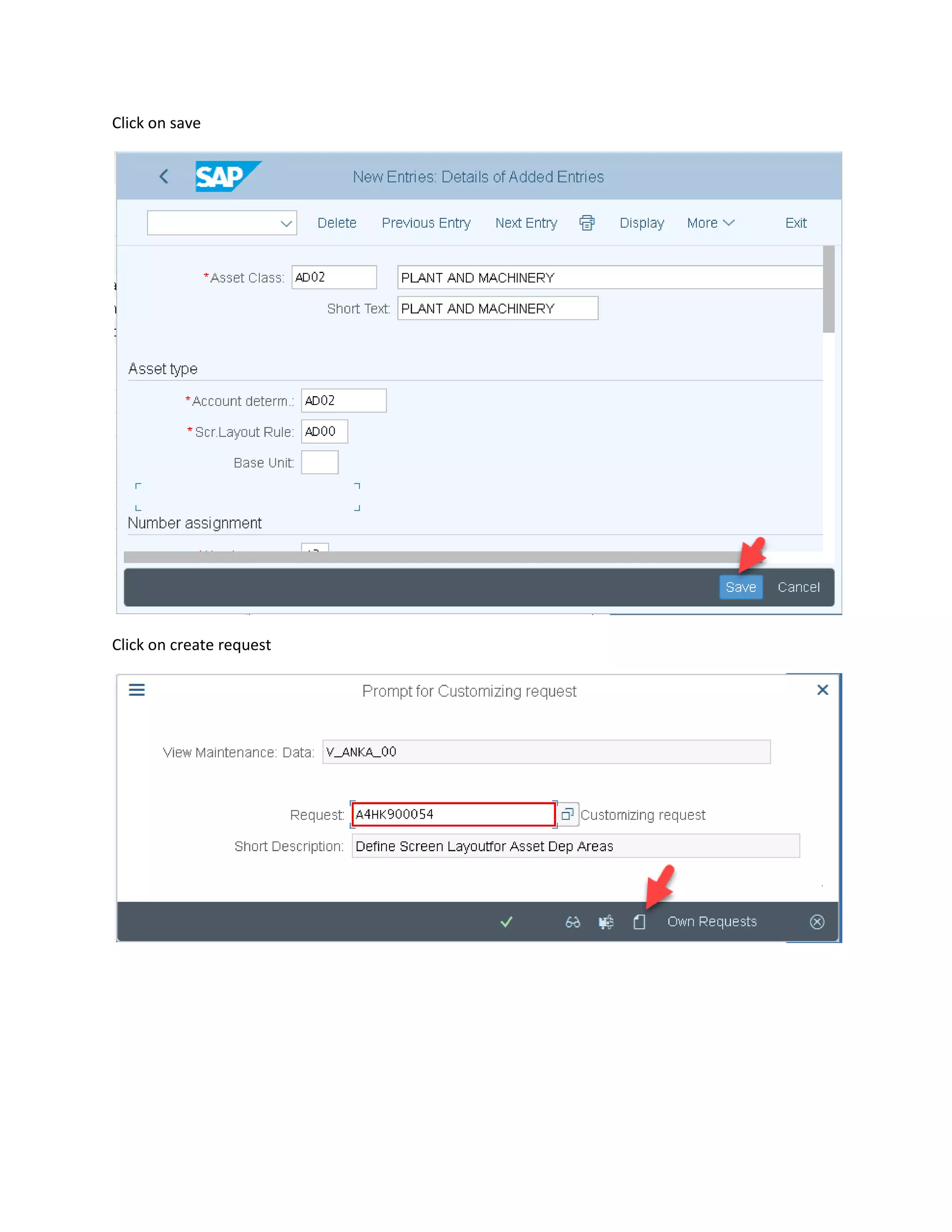 Click on save
Click on create request
 