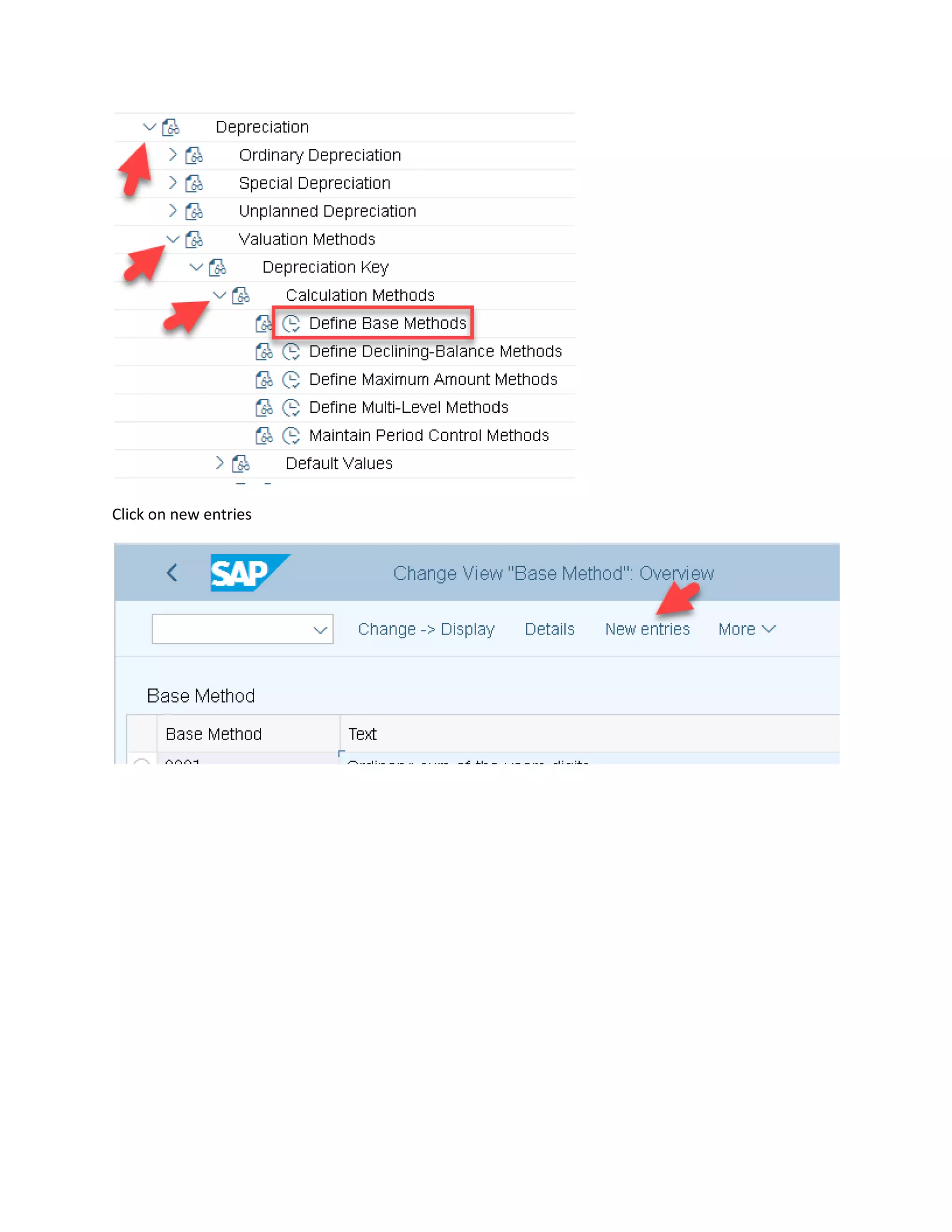 Click on new entries
 
