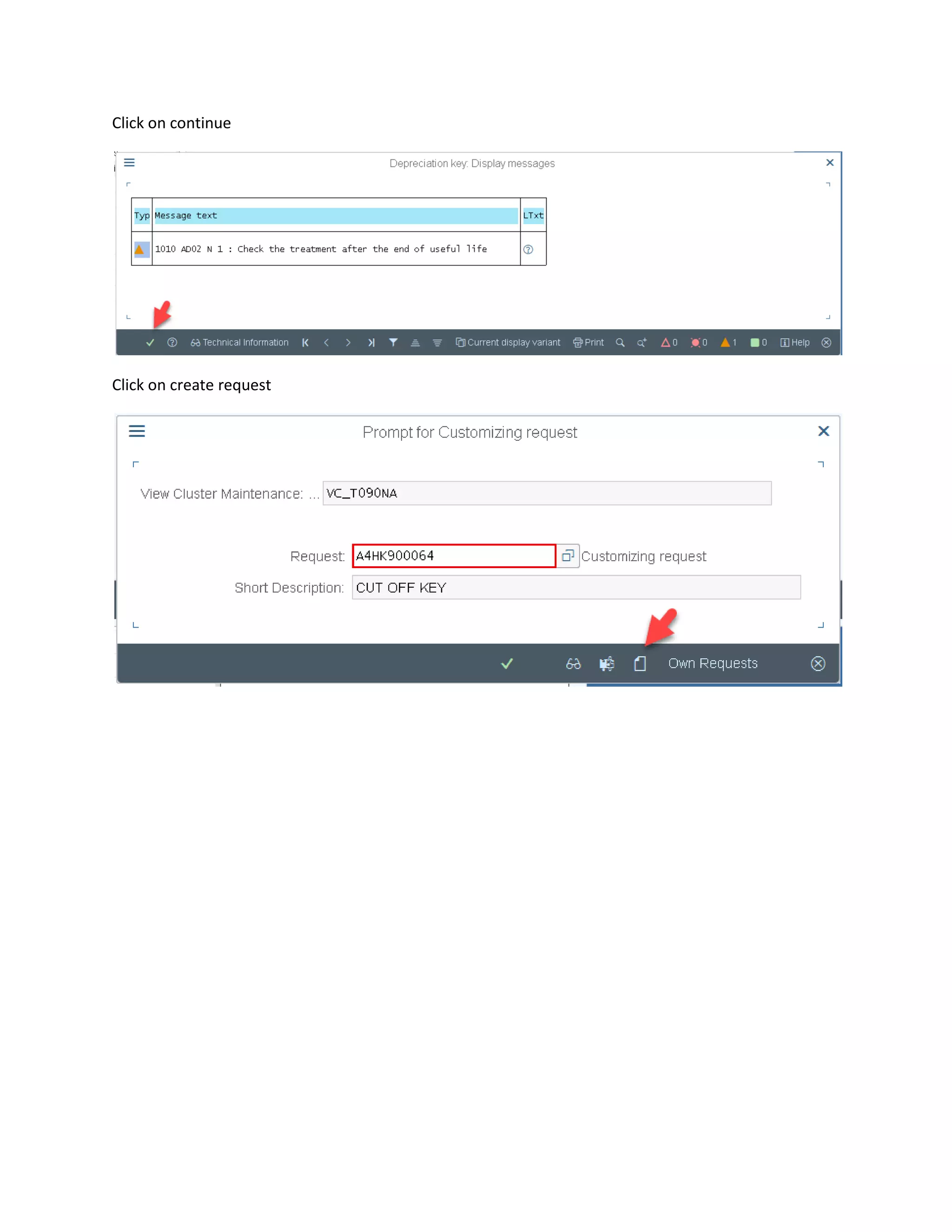 Click on continue
Click on create request
 