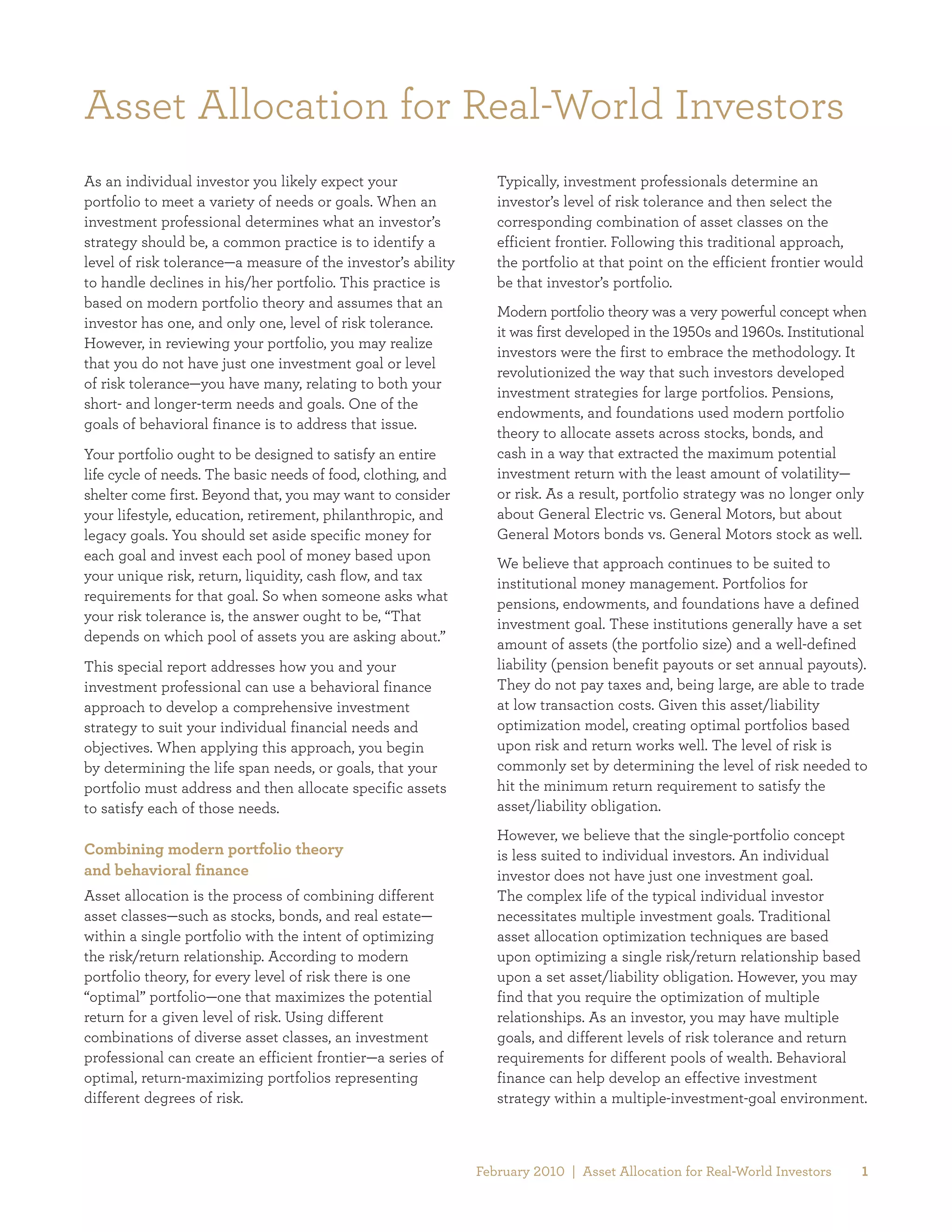 Asset allocation for_real-world_investors_affluent_version | PDF