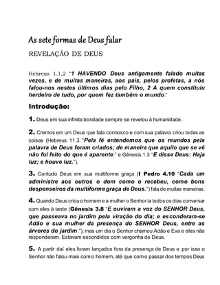 As sete formas de deus falar | DOCX