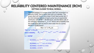 RELIABILITY CENTERED MAINTENANCE (RCM)
GETTING CLOSER TO REAL WORLD...
 