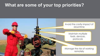What are some of your top priorities? 
Avoid the costly impact of 
downtime 
Maintain multiple 
tools, devices, 
protocols 
Manage the risk of working 
remotely 
Confidential Property of Schneider Electric 3 
 