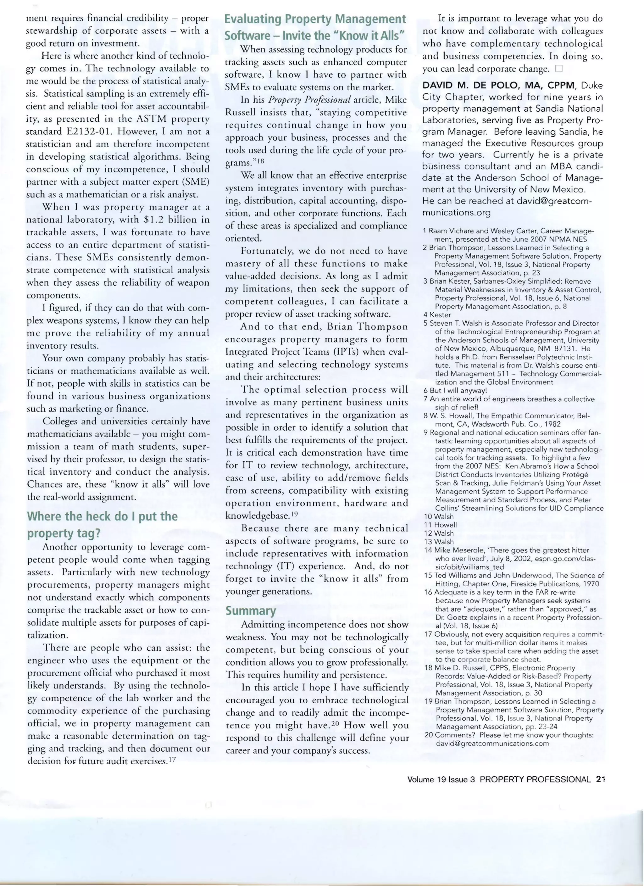 Asset Management & Technology