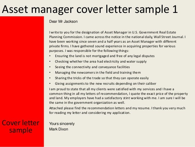 asset manager cover letter investment management cover letter