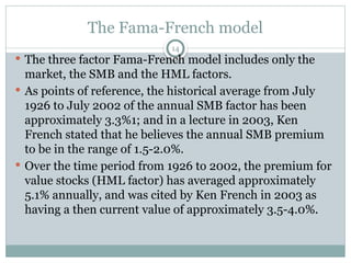 Asset Pricing Models for Different Asset Classes | PPTX