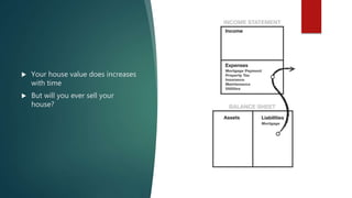  Your house value does increases
with time
 But will you ever sell your
house?
 