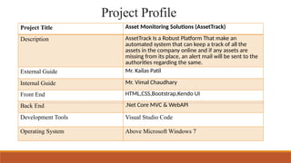 MCA final year project report on AssetTrack Solutions.pptx