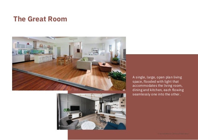 The Great Room
FOR INTERNAL CIRCULATION ONLY
A single, large, open plan living

space, flooded with light that

accommodates the living room,

dining and kitchen, each flowing
seamlessly one into the other.
 