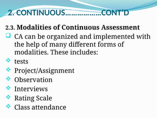 Assessment and Evaluation of learning I | PPTX