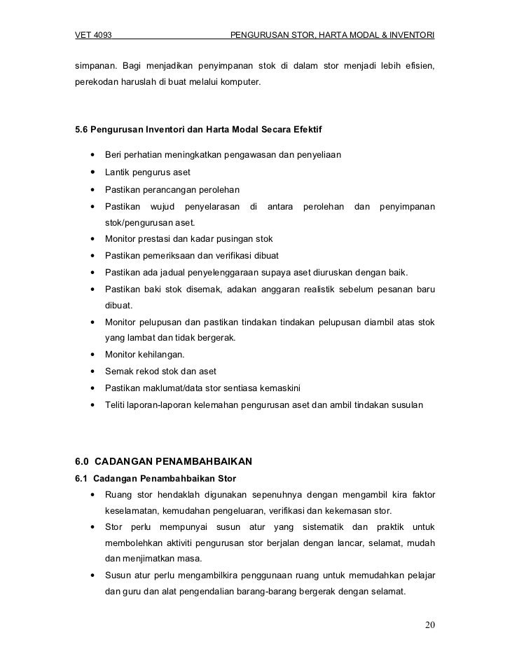 VET 4093- Pengurusan Stor, Harta Modal dan Inventori VET 4093- Pengurusan Stor, Harta Modal dan Inventori