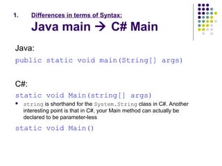 java vs C# | PPT | Programming Languages | Computing