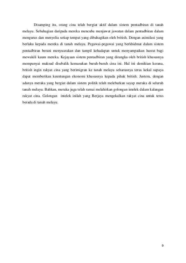 Kesan Kedatangan Masyarakat Cina Ke Tanah Melayu
