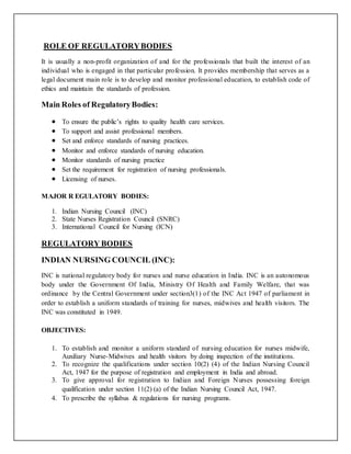 Role Of Regulatory Bodies