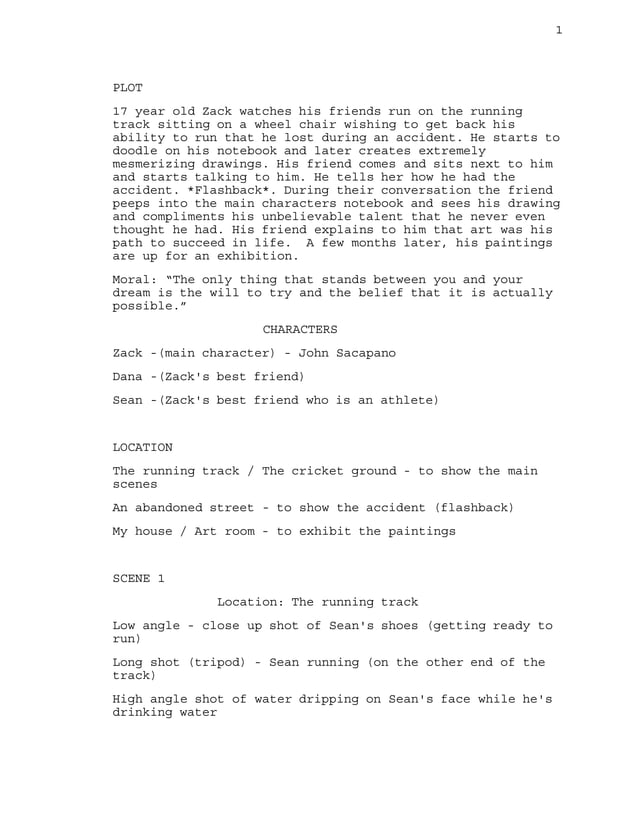 A2 media coursework- short film script | PDF