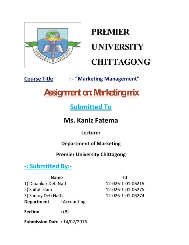 Assignment on 4ps marketing | DOCX | Marketing and Advertising | Business