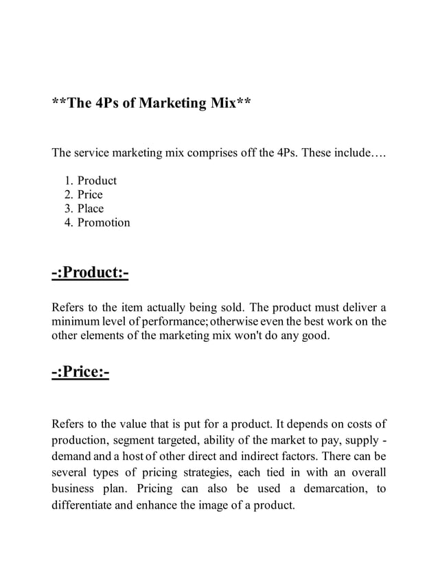 Assignment on 4ps marketing | DOCX | Marketing and Advertising | Business