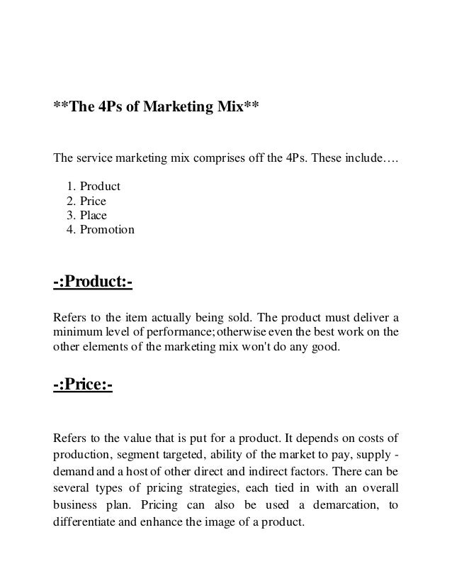 essay on marketing mix