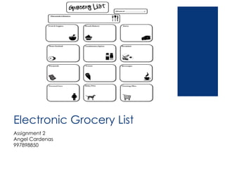 Electronic Grocery List ,[object Object],[object Object]