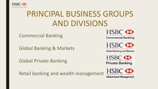 PRINCIPAL BUSINESS GROUPS
AND DIVISIONS
Commercial Banking
Global Banking & Markets
Global Private Banking
Retail banking and wealth management
 