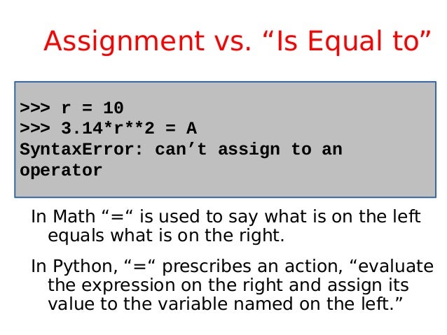 examples of assignment statement in python