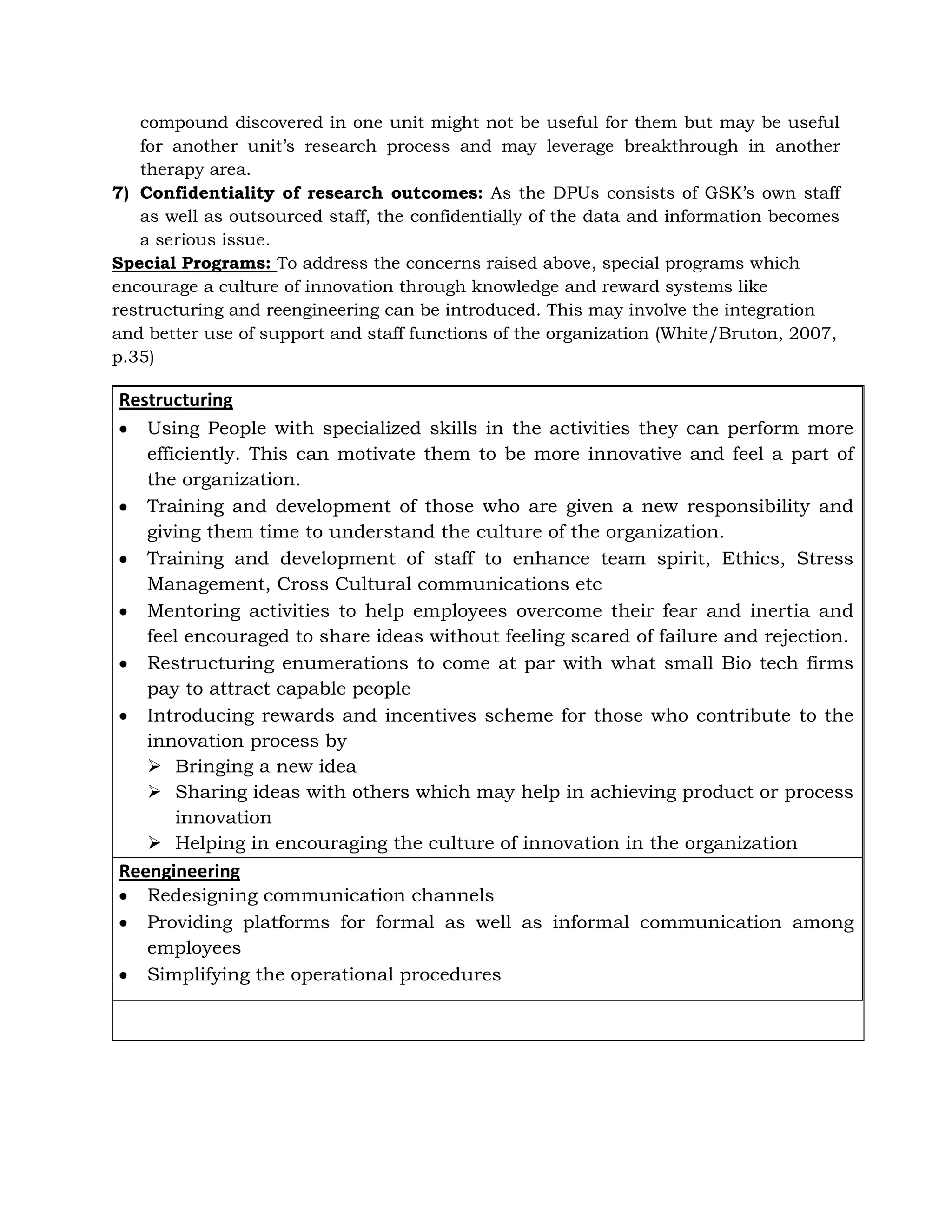 Bureaucratic systems: Now as the CEDDs are further divided into small units of DPUs, it forms one more layer in the already bureaucratic structure of GSK. Hence making the implementation and reporting process even more complex.