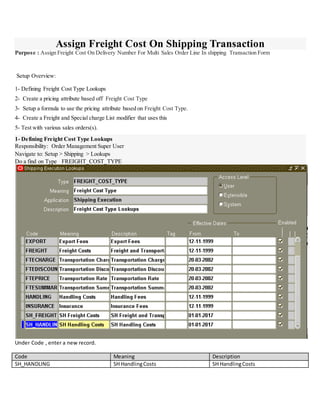 Assign Freight Cost On Shipping Transaction | DOCX