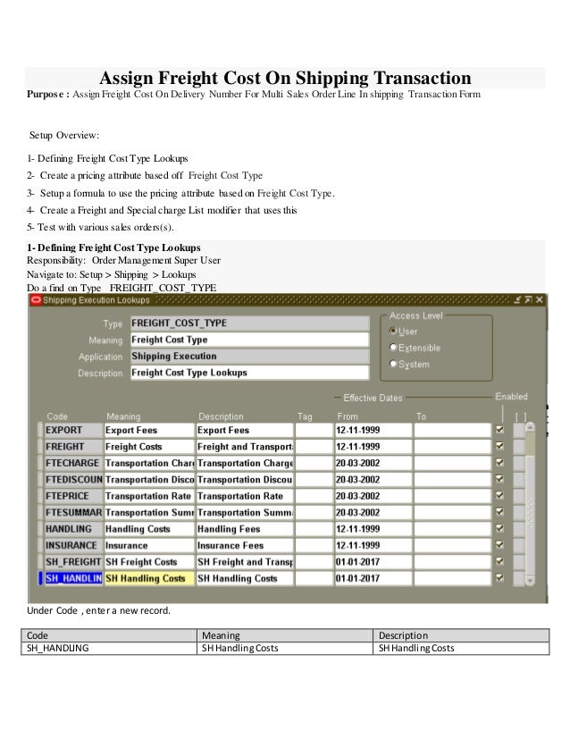 Assign Freight Cost On Shipping Transaction