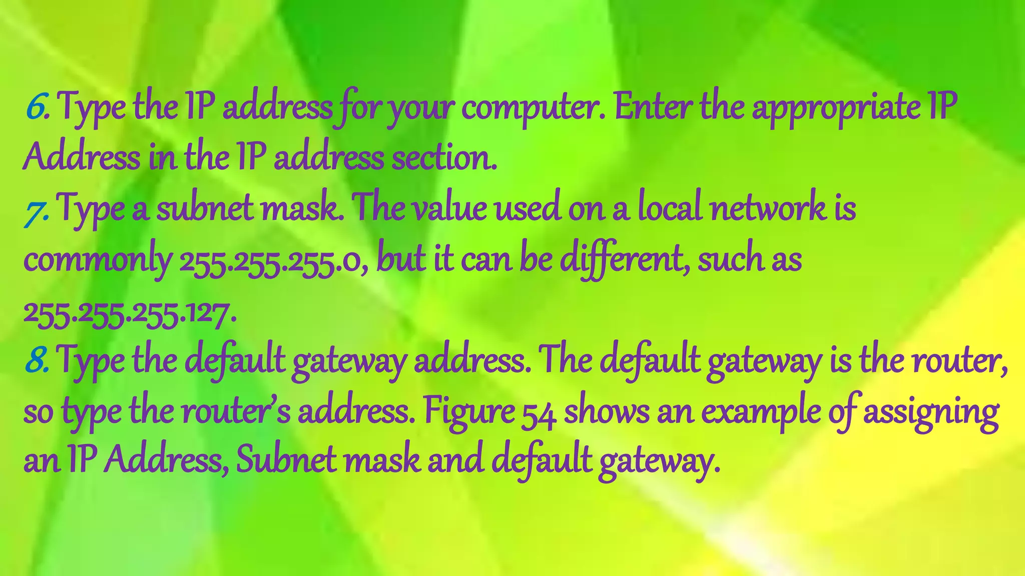Assigning A Static IP Address PPT