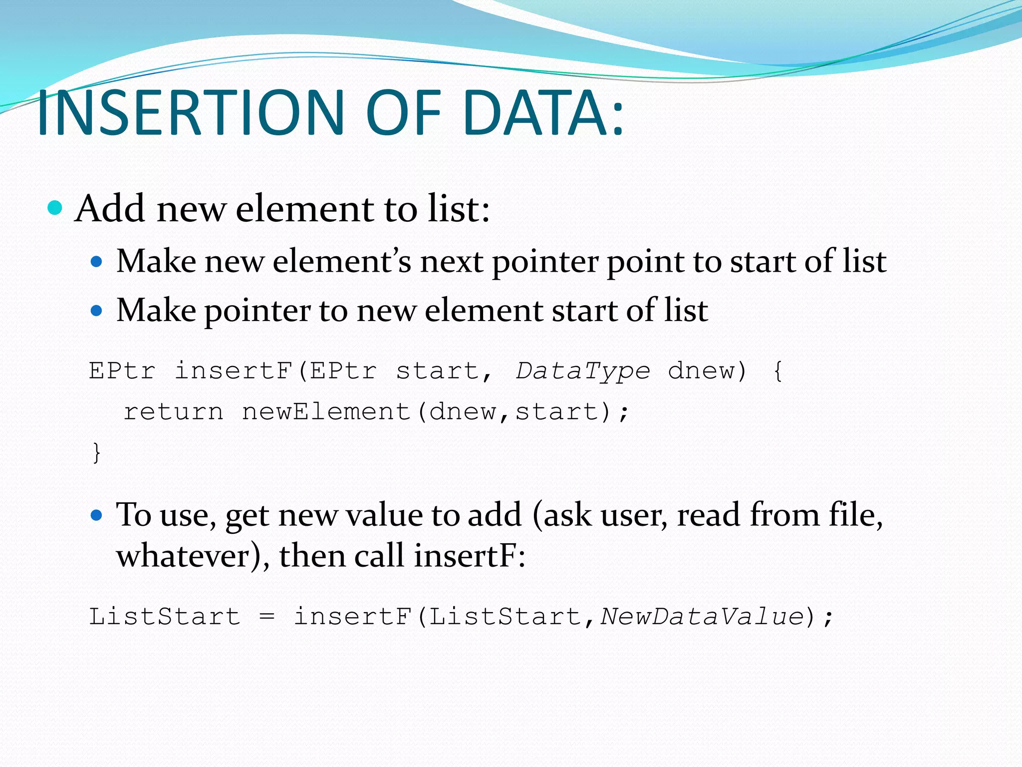 FIRST EXAMPLES OF INITIALISATION: