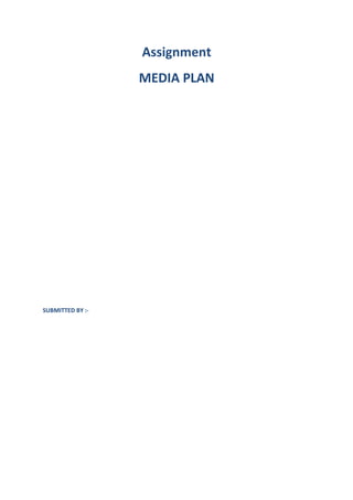 Assignment
                  MEDIA PLAN




SUBMITTED BY :-
 