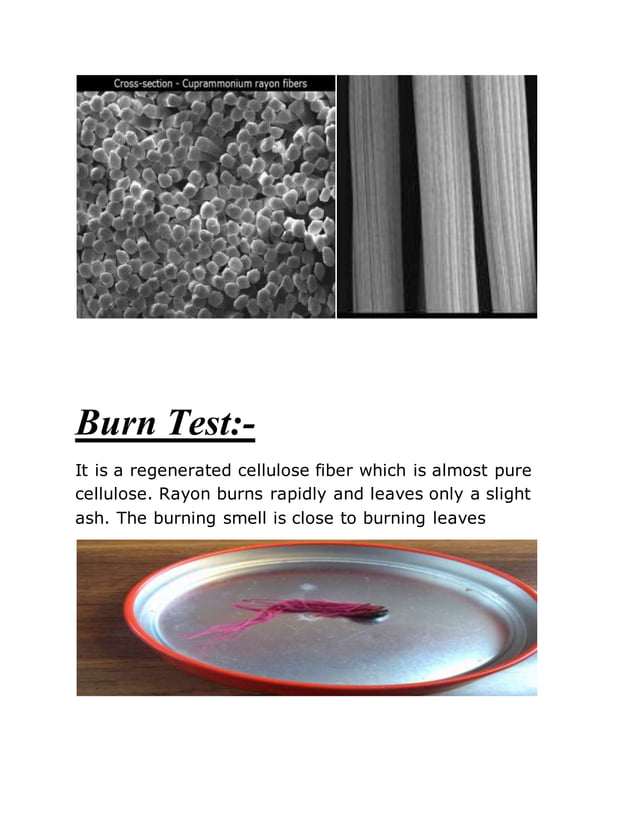 Microscopic View of fibers and their identification , solubility test