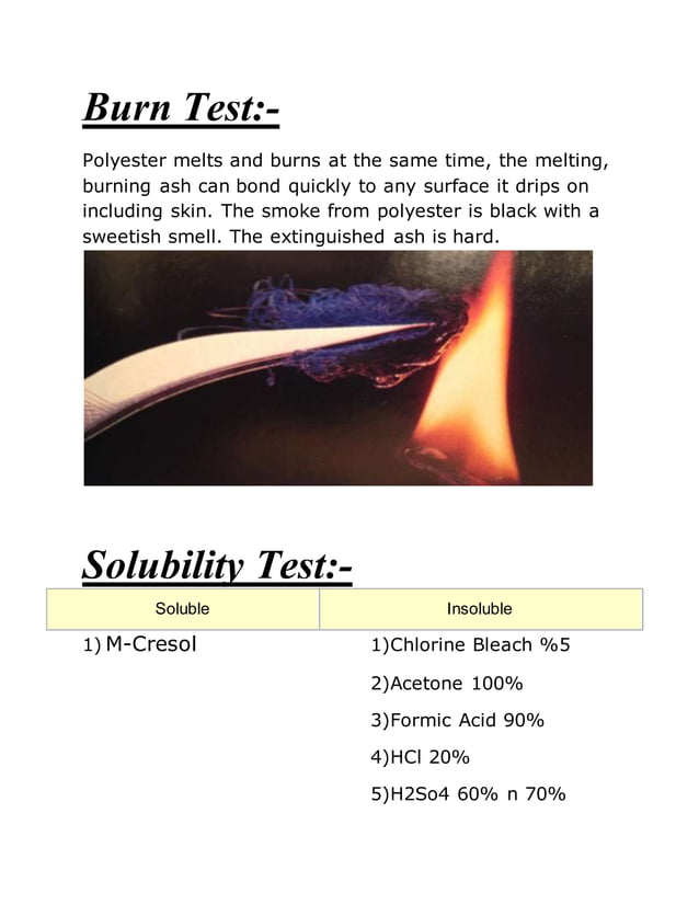 Microscopic View of fibers and their identification , solubility test