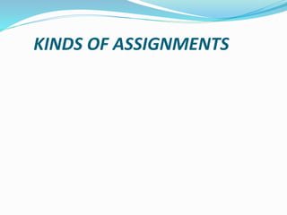 KINDS OF ASSIGNMENTS
 