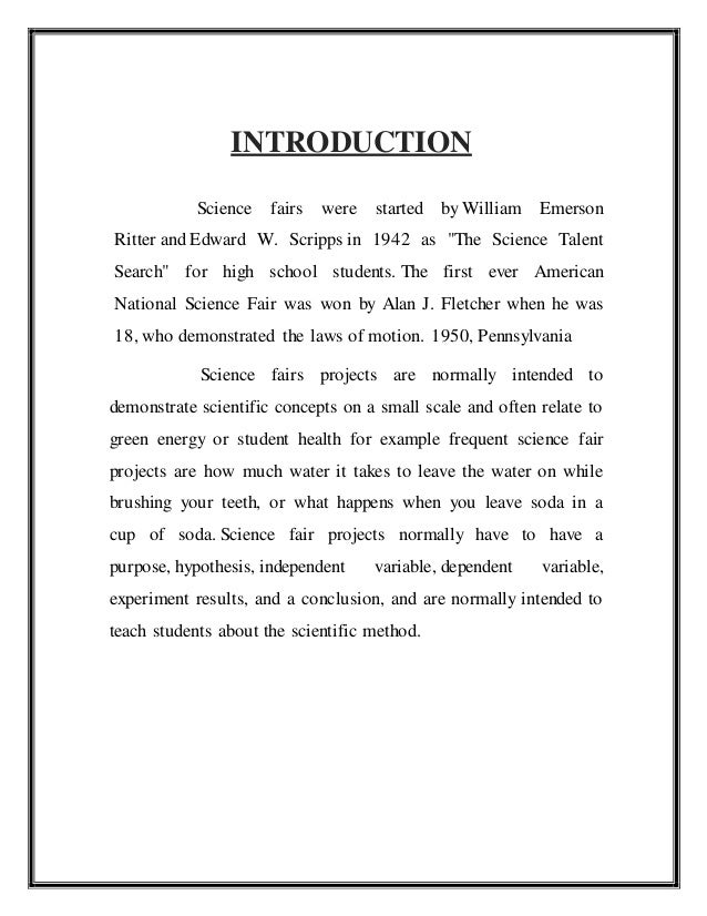 Example Of Introduction For Science Project