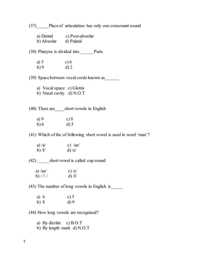 Phonetics and Phonology MCQS | PDF