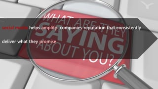 social media helps companies reputation that consistently
deliver what they
 