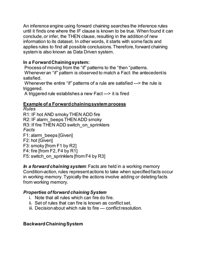 FORWARD CHAINING AND BACKWARD CHAINING SYSTEMS IN ARTIFICIAL ...