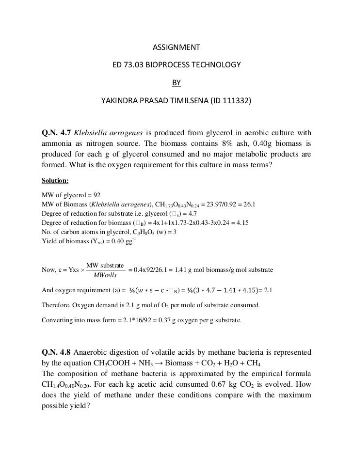 Assignment Bioprocess