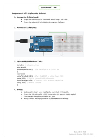 Arduino Ide Display Name Code Internet of Things (IoT) Final Assignment Submission | PDF
